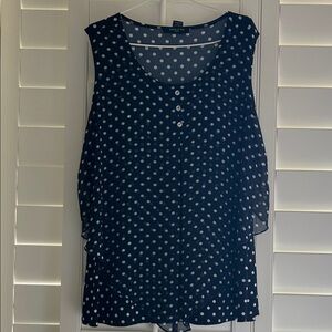 Adele & May Navy Sleeveless Polka Dot Blouse